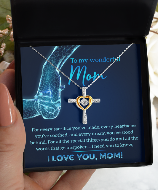 Mom Jewelry Gift - Cross Dancing Necklace - Stood Behind