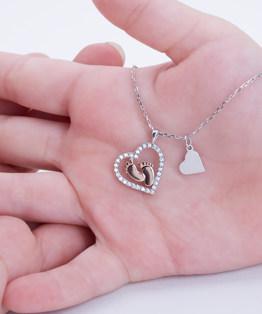 Mom To Be Baby Feet Necklace Gift - Hope You Know How Much I Love You