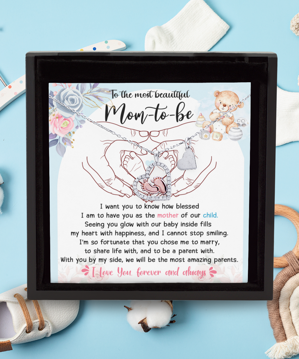 Mom To Be Baby Feet Necklace Gift - You Chose Me