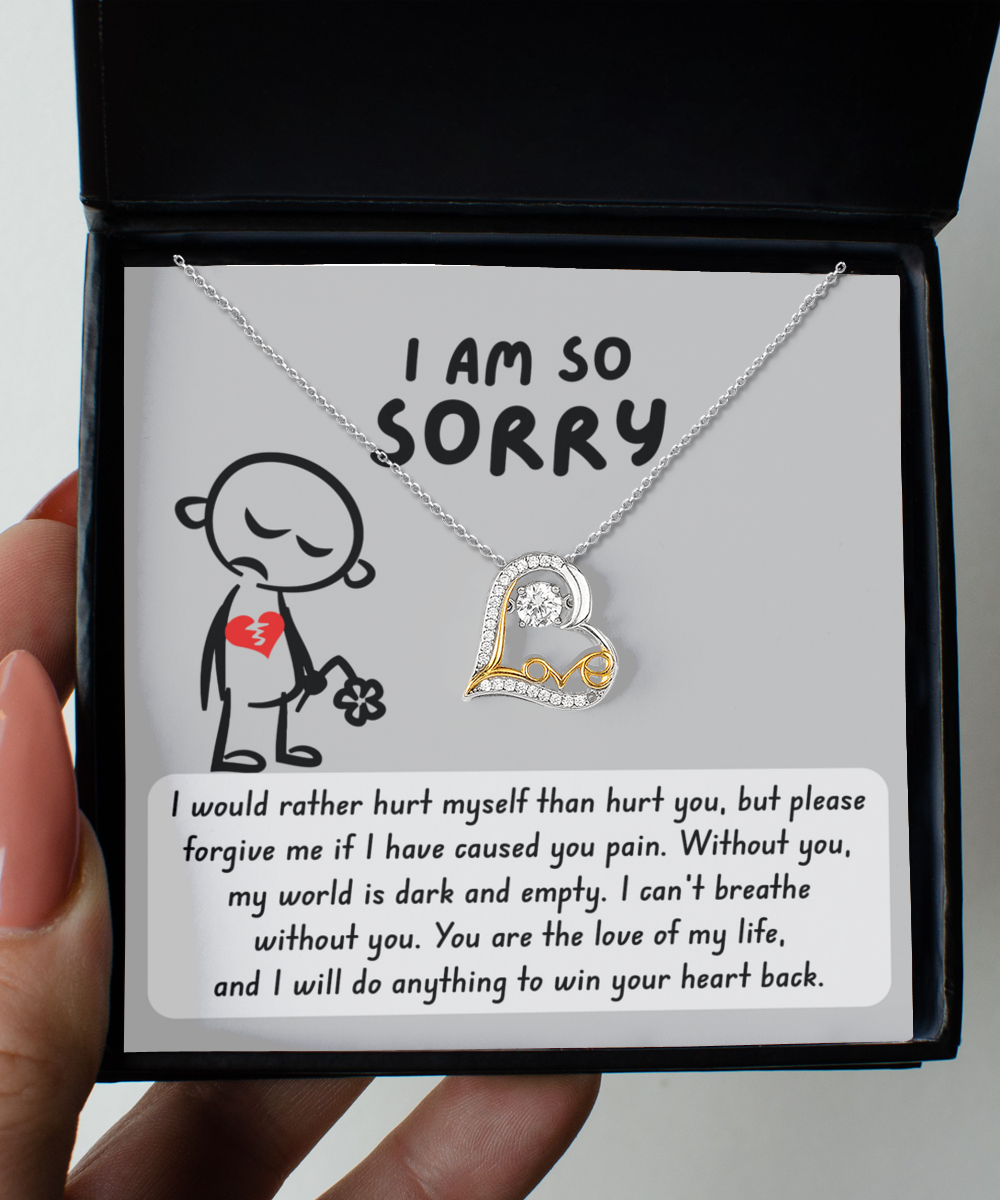 I'm Sorry Gift - Love Heart Necklace - Dark and Empty