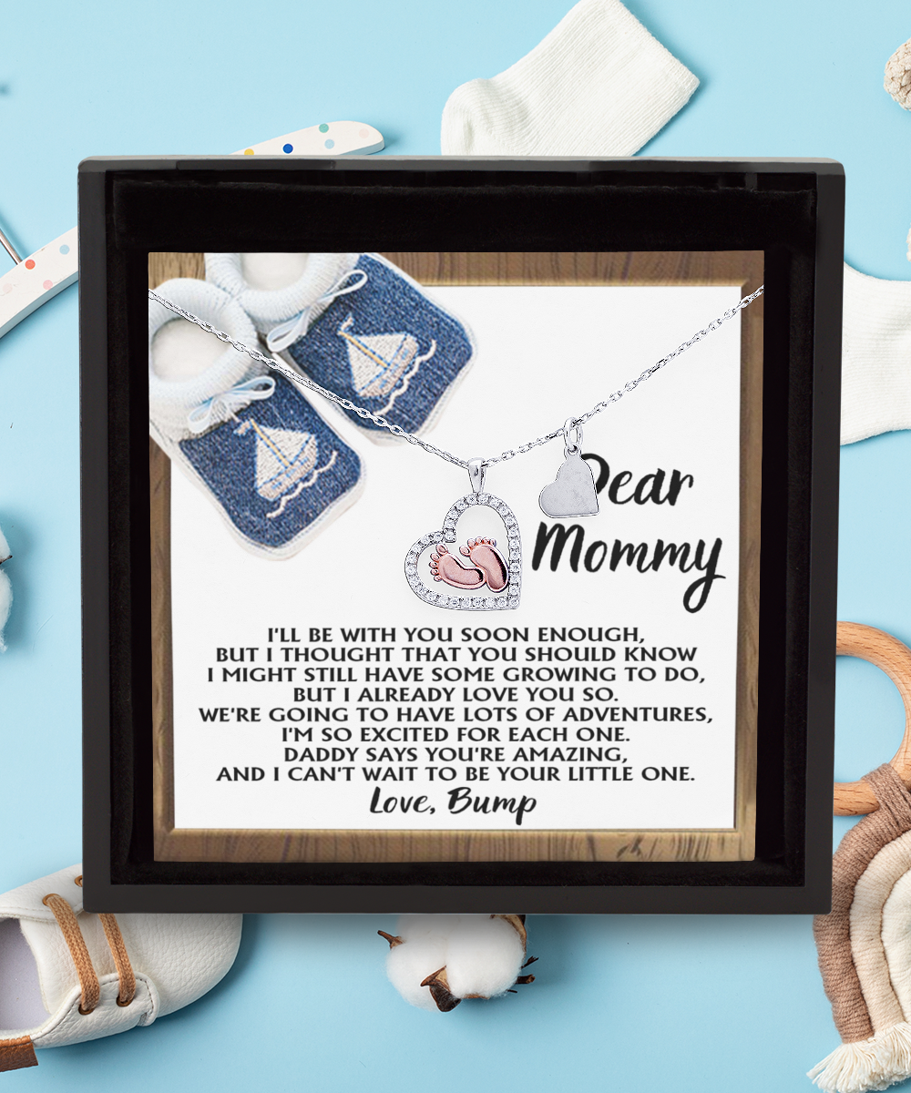 Mom To Be Baby Feet Necklace Gift - Daddy Says You're Amazing