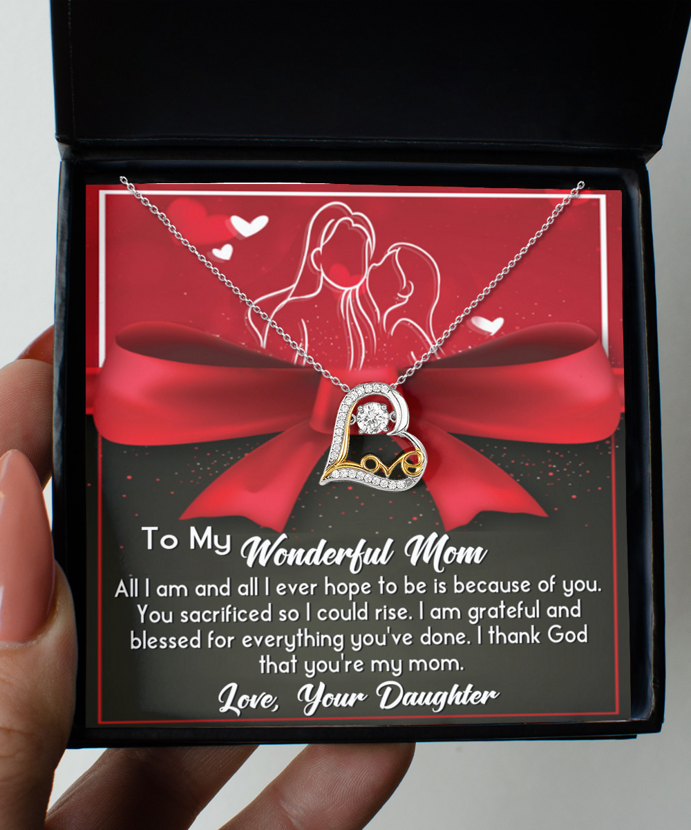 Mom Necklace Gift - Because Of You