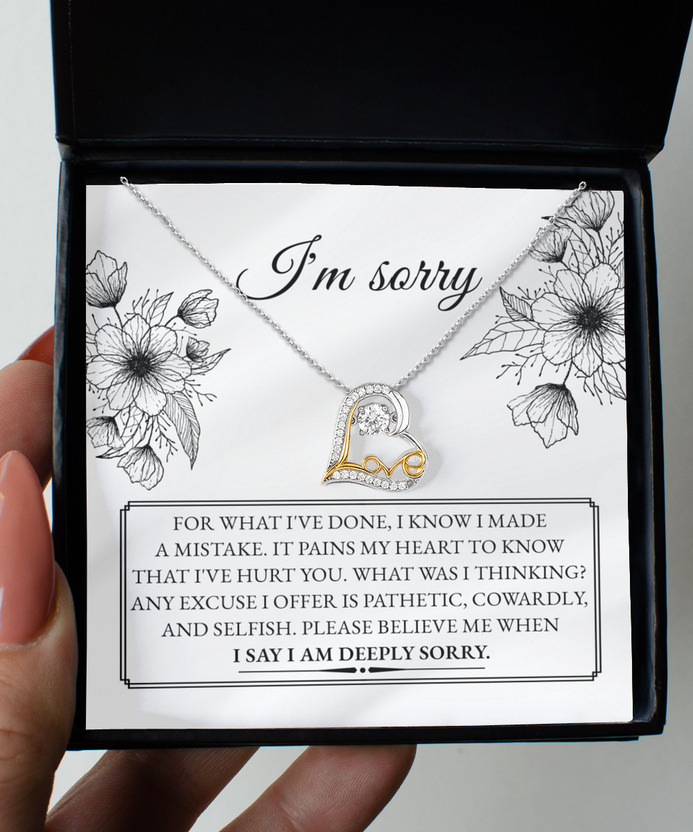 I'm Sorry Gift - Love Heart Necklace - I Made A Mistake