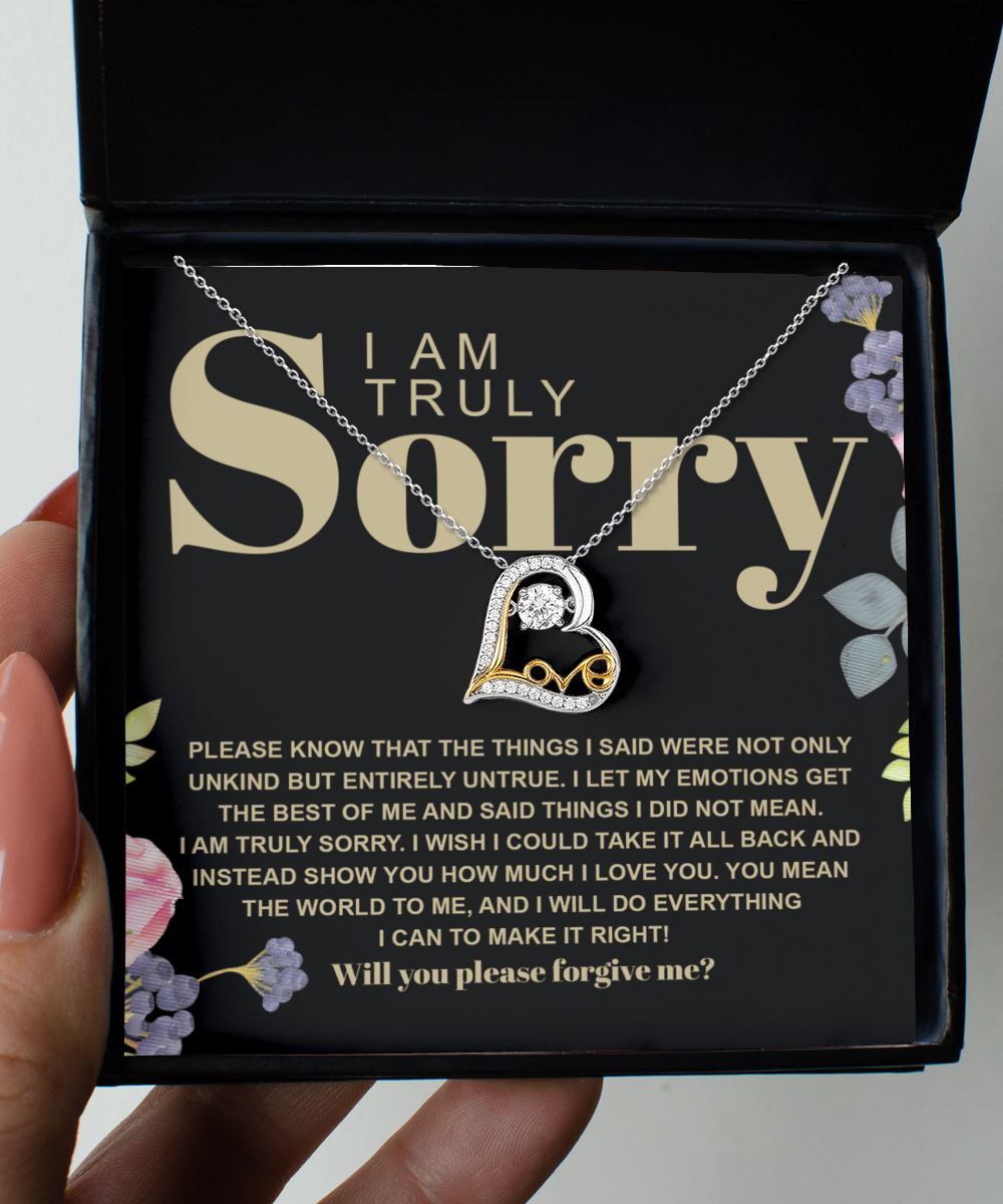 I'm Sorry Gift - My Emotions Got The Best Of Me - Love Scripted Heart Necklace