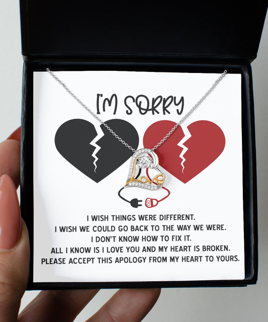 I'm Sorry Gift - Love Heart Necklace - My Heart Is Broken