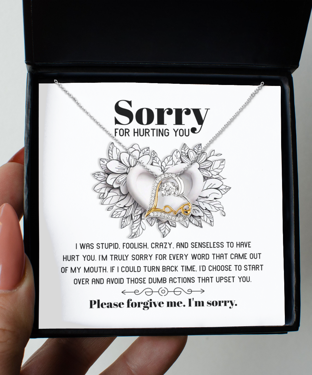 I'm Sorry Gift - Love Heart Necklace - Turn Back Time