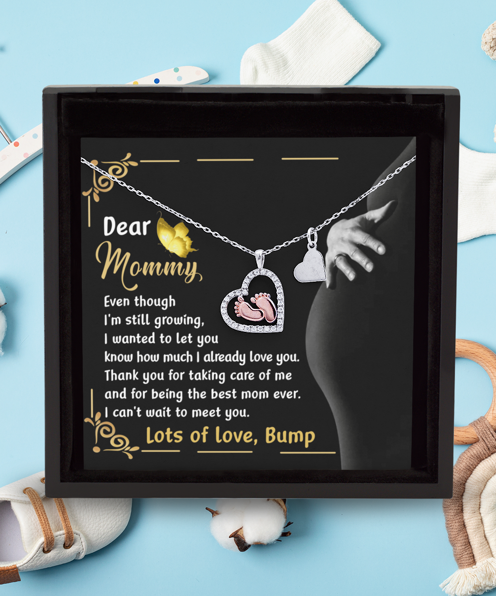 Mom To Be Baby Feet Necklace Gift - Best Mom Ever