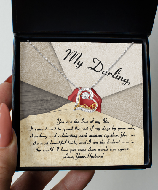 To To My Darling Bride Gift - Heart Love Necklace - Each Moment Together