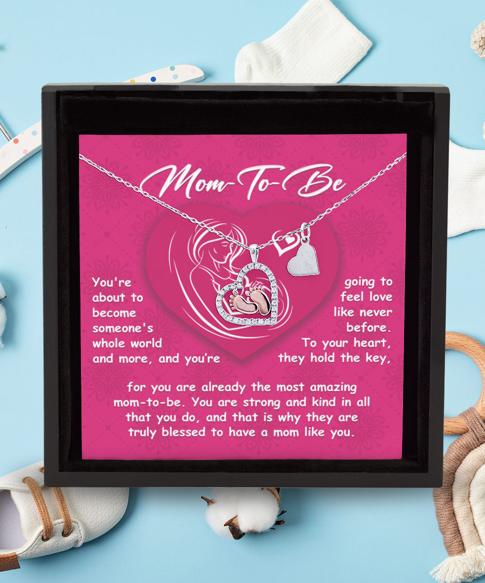 Expecting Mom Gift - Baby Feet Necklace - Someone's Whole World