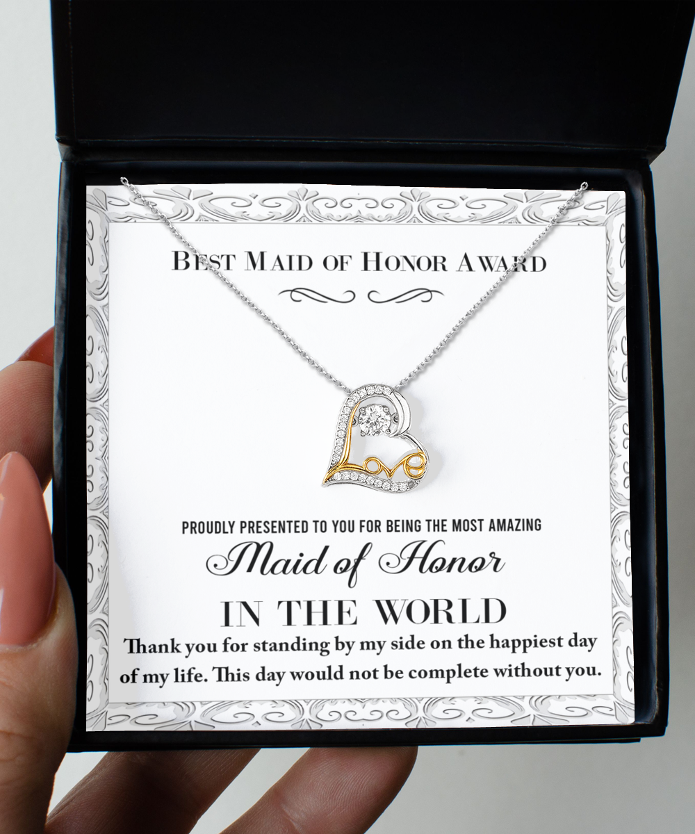 Maid of Honor Gift - Heart Necklace - Happiest Day Of My Life