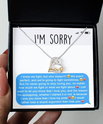 I'm Sorry Gift - Love Heart Necklace - Stupid Argument