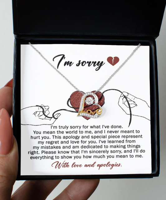 I'm Sorry Gift - Love Heart Necklace - You Mean The World To Me