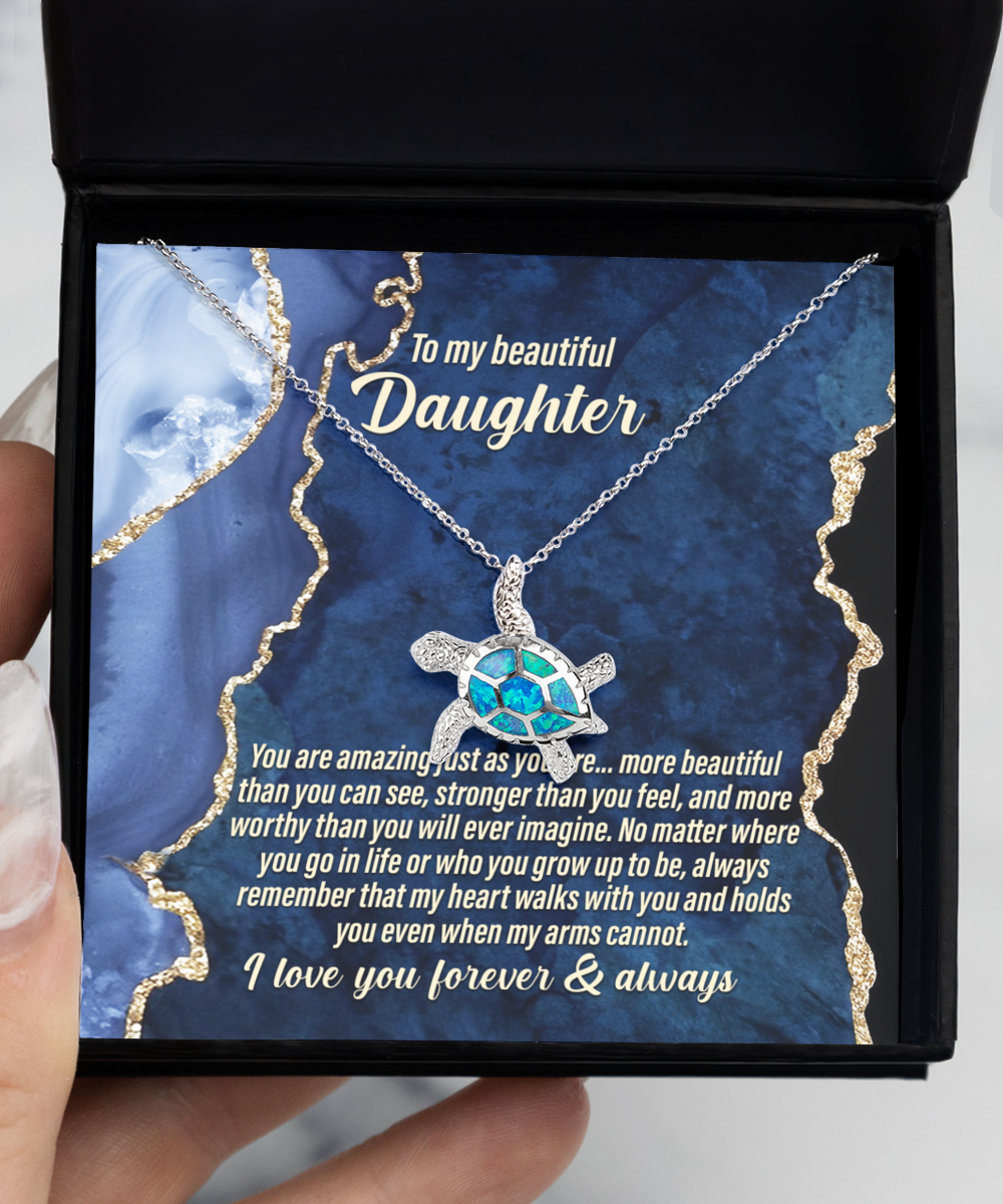 To My Daughter - Opal Turtle Necklace Gift - As You Are