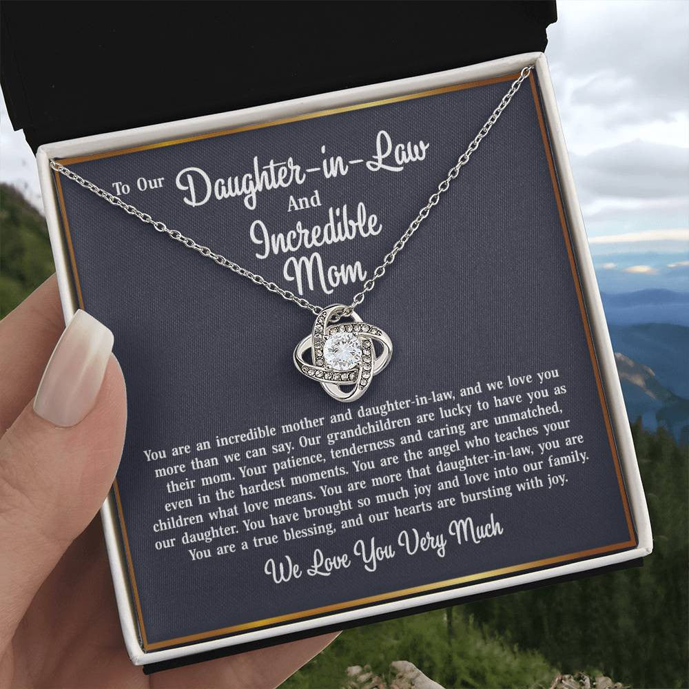 To Our Daughter-in-Law - Love Knot Necklace Jewelry Gift - Incredible Mother and Daughter in Law