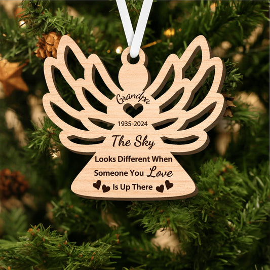 Personalized Memorial Laser Cut Birchwood Christmas Ornament - Christmas In Heaven In Memory Ornament