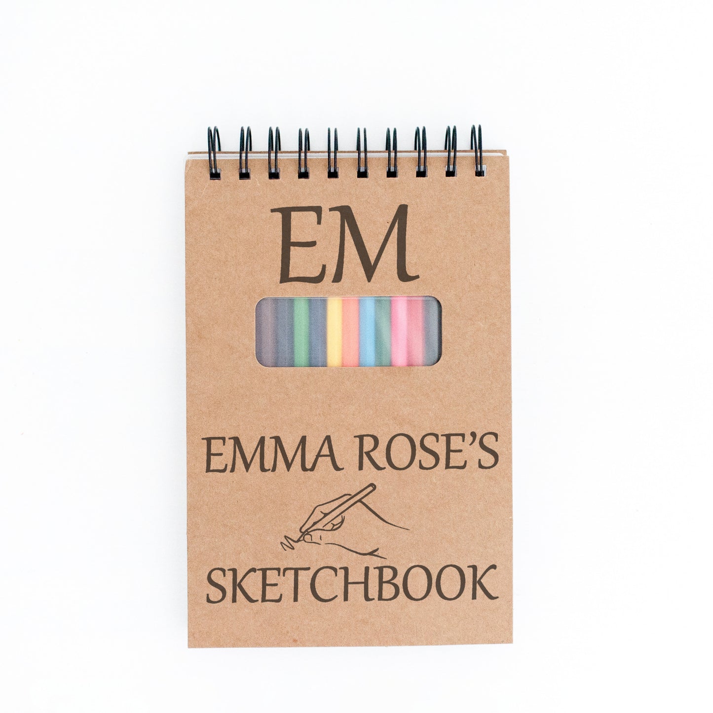 Custom Name and Initials Drawing Sketchbook for Creative Kids and Adults- 12 Coloring Pencils - Personalized Sketch Pad Gift for Young Artist (Copy) (Copy)