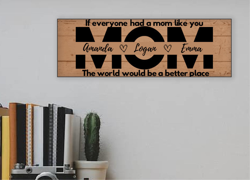 Mom Personalized Sign - The World Would Be A Better Place - Price Includes Shipping!