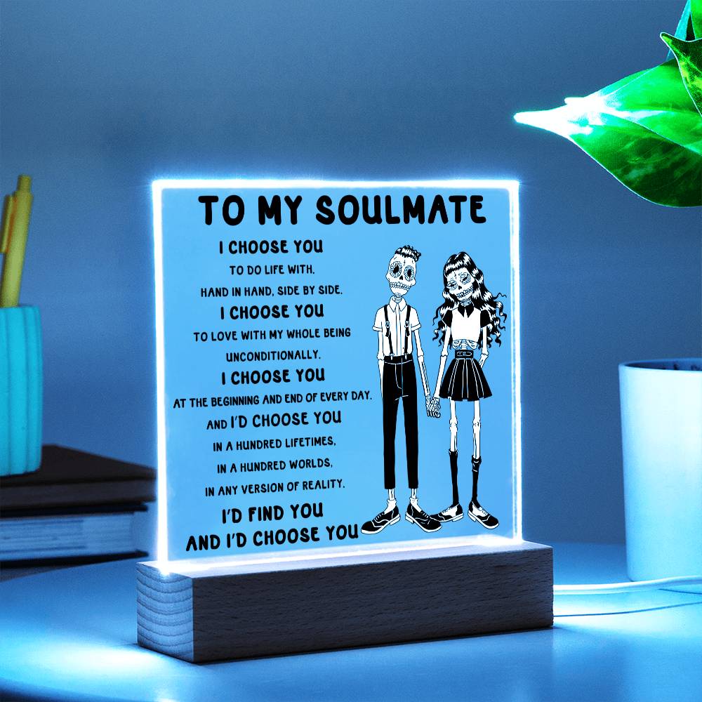 Soulmate Halloween Gift - Hundred Lifetimes - Acrylic Square Plaque with Available Night Light