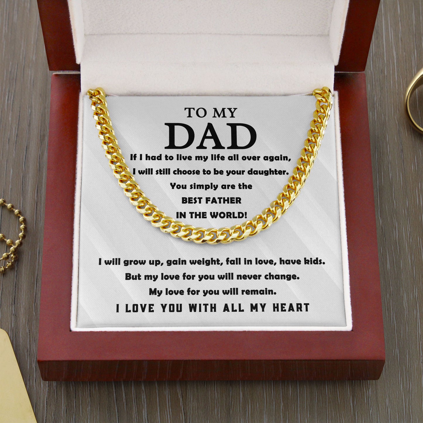 Dad Gift - Cuban Link Chain Necklace - All Of My heart