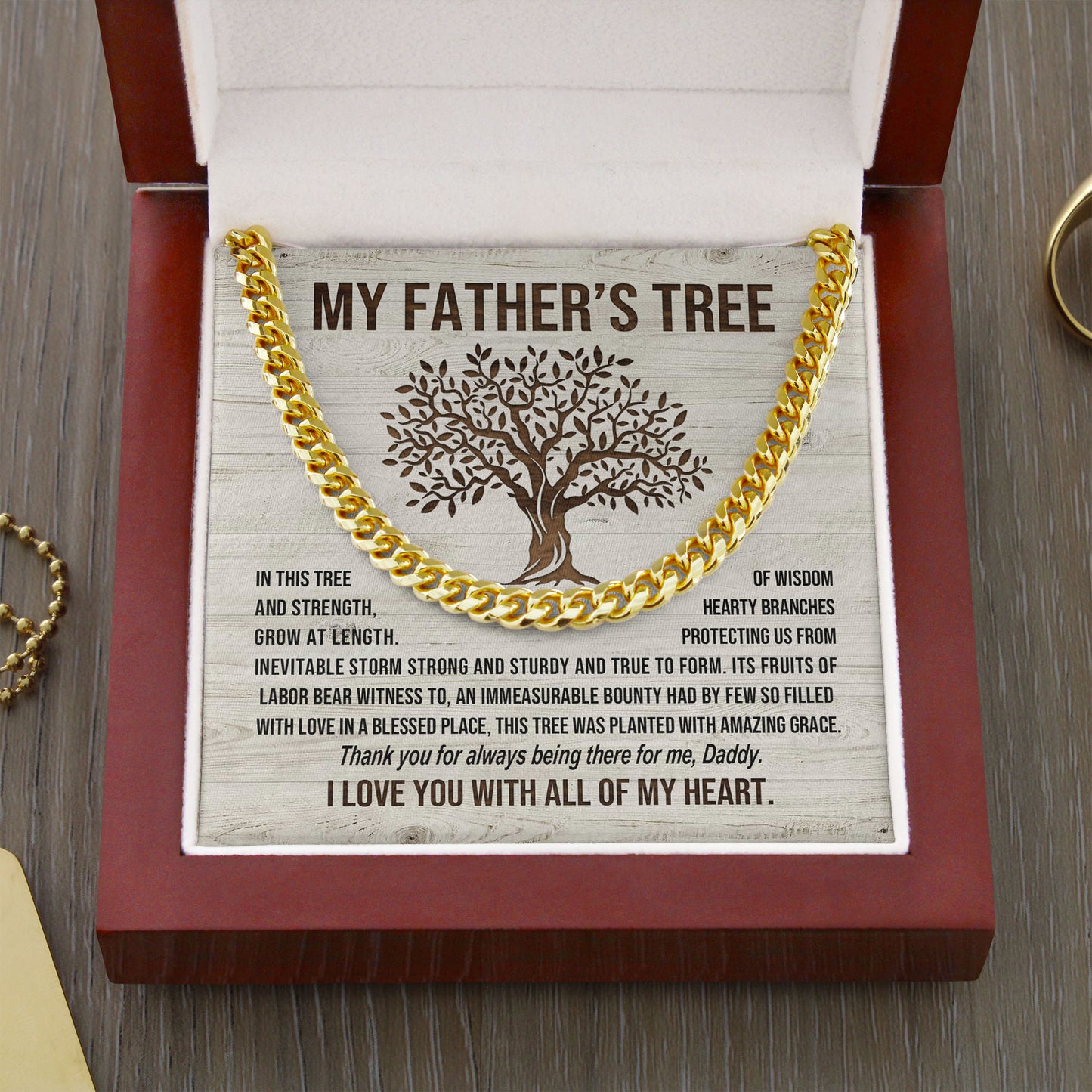 Father's Tree Cuban Chain Necklace