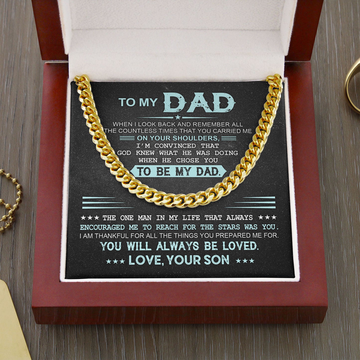 Dad Gift From Son - God Chose You - Cuban Chain Necklace