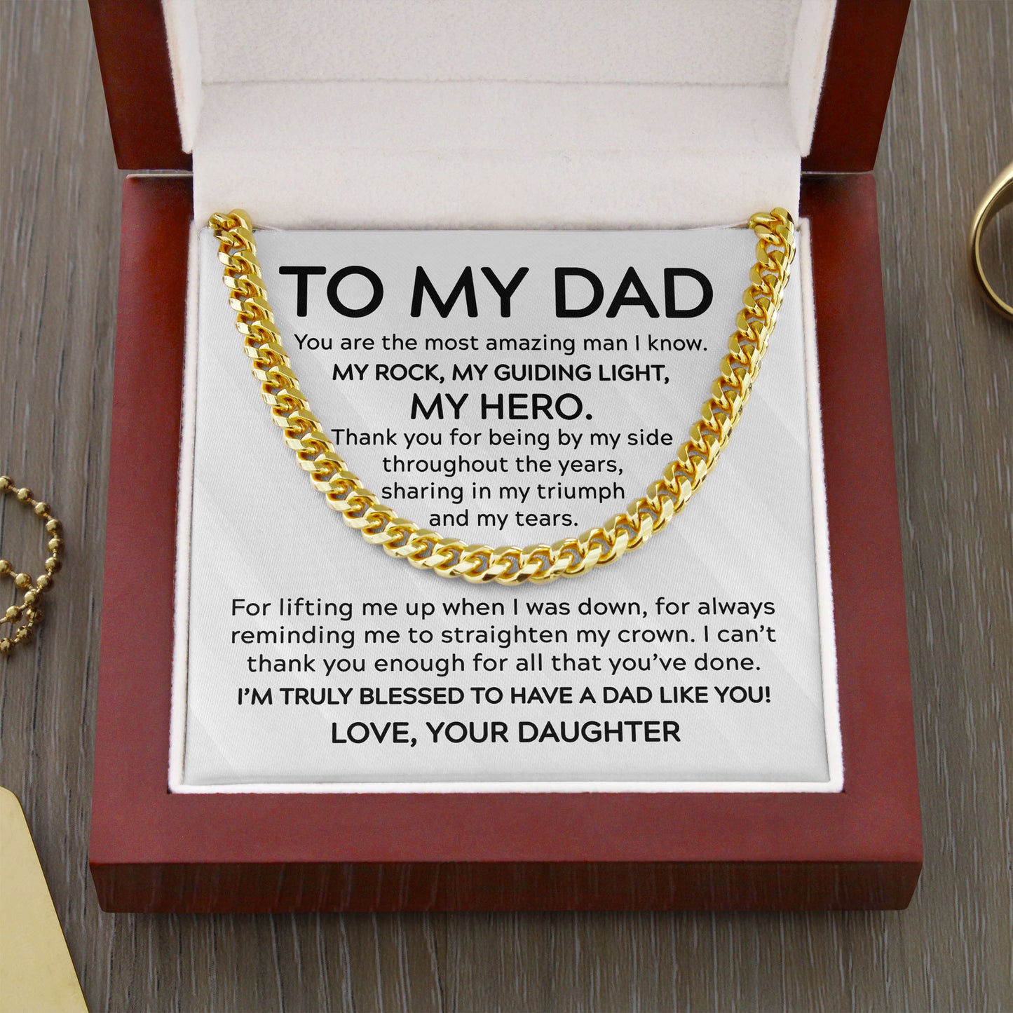 To My Dad Gift From Daughter - You Are  My Guiding Light - Cuban Link Chain