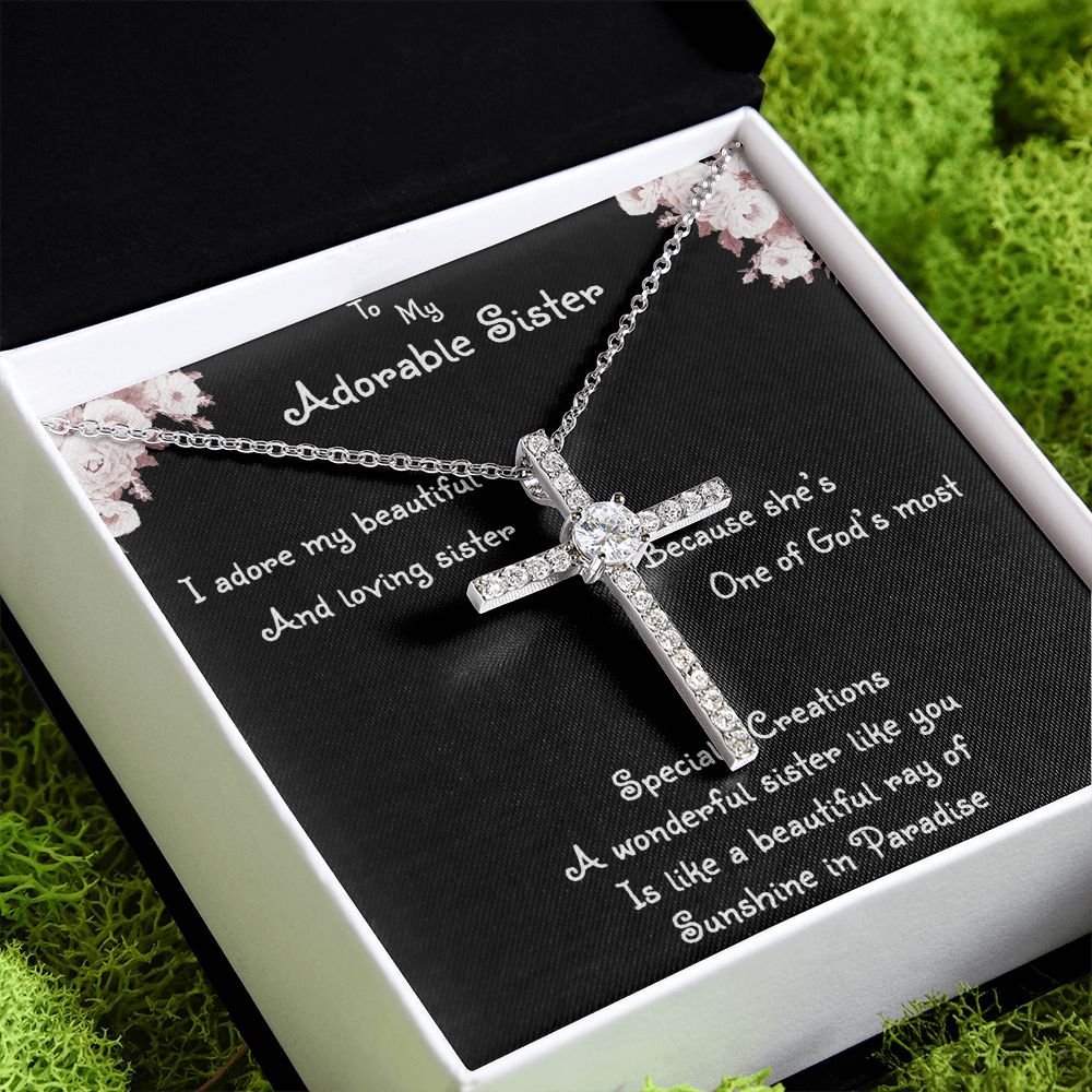 Gift For My Sister - Ray Of Sunshine Cross Necklace
