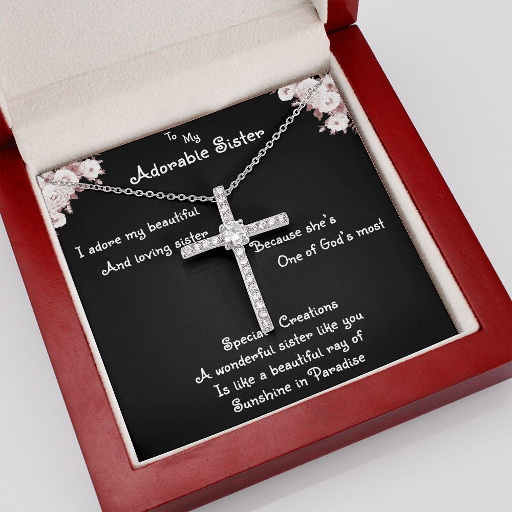 Gift For My Sister - Ray Of Sunshine Cross Necklace