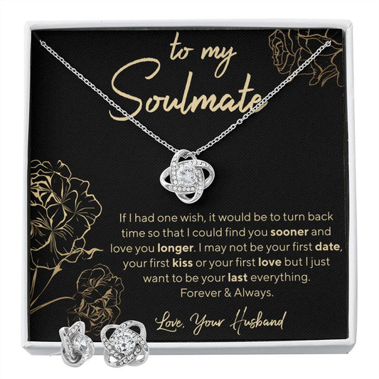 Soulmate Gift - Love You Longer- Love Knot Necklace and Earring Gift Set