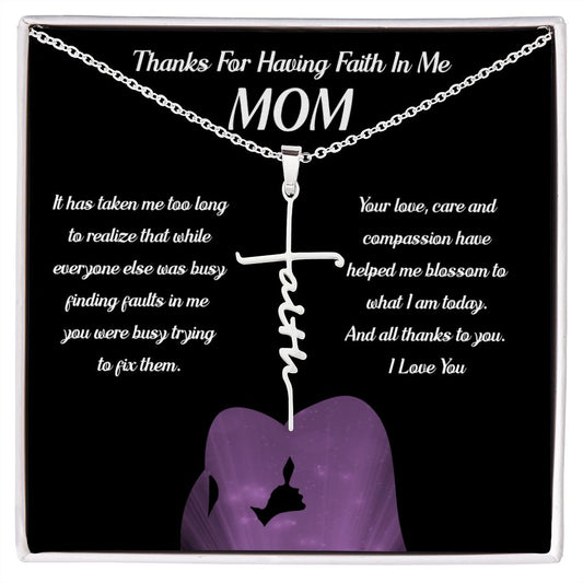 Christian Necklace For Mom, Thanks For Having Faith In Me