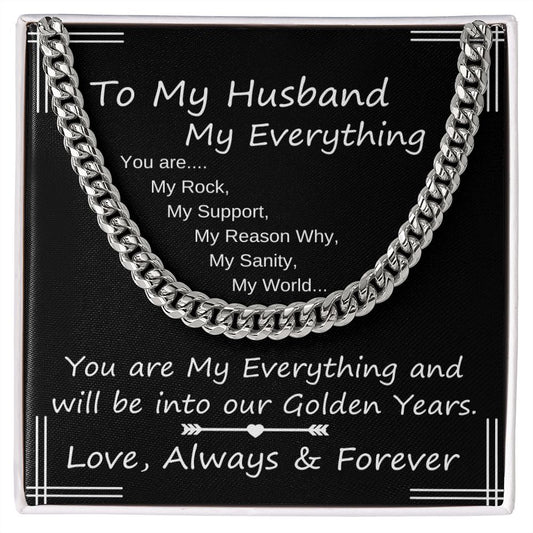 To My Husband My Everything Chain Link Necklace Gift