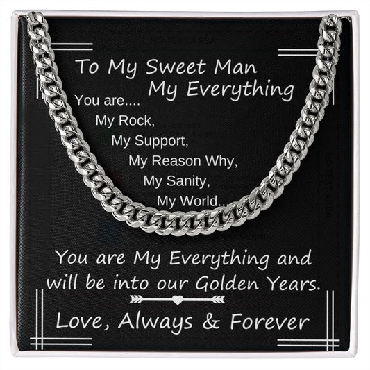 To My Sweet Man My Everything Chain Link Necklace Gift