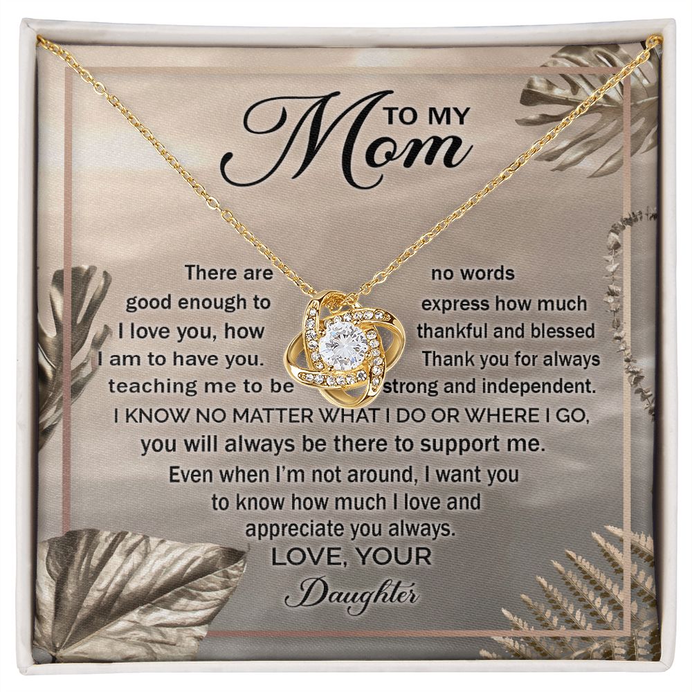 To My Mom Gift - I Love You - Love Knot Necklace