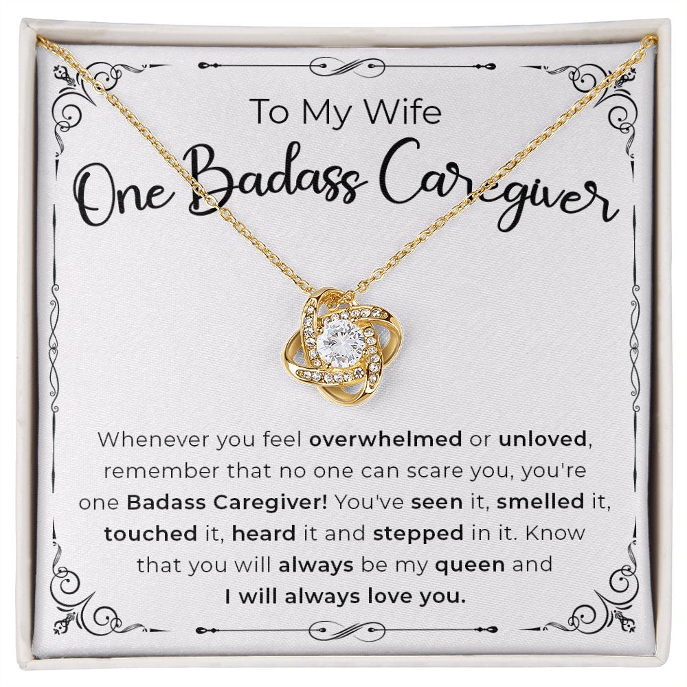 Wife Necklace Gift - One Badass Caregiver