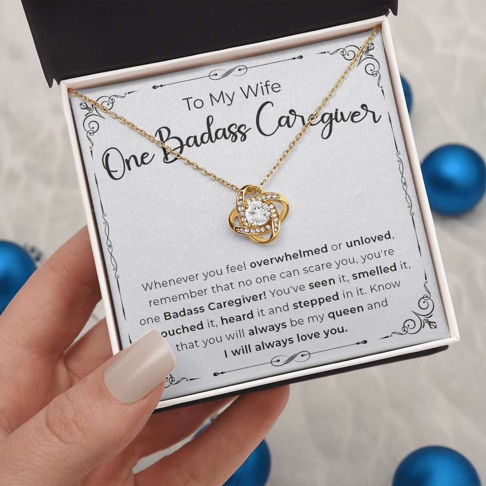 Wife Necklace Gift - One Badass Caregiver
