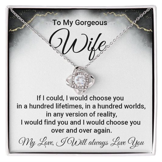 To My Gorgeous Wife Necklace with Message Card