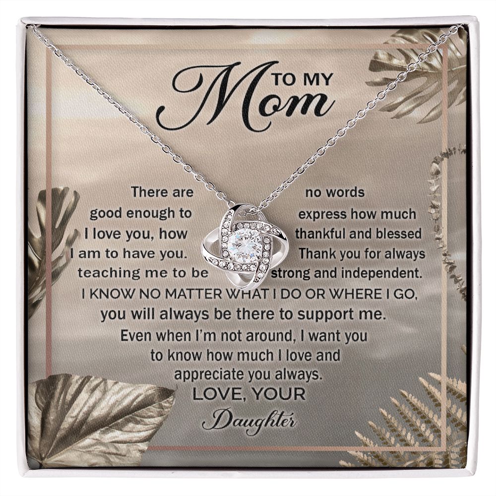 To My Mom Gift - I Love You - Love Knot Necklace