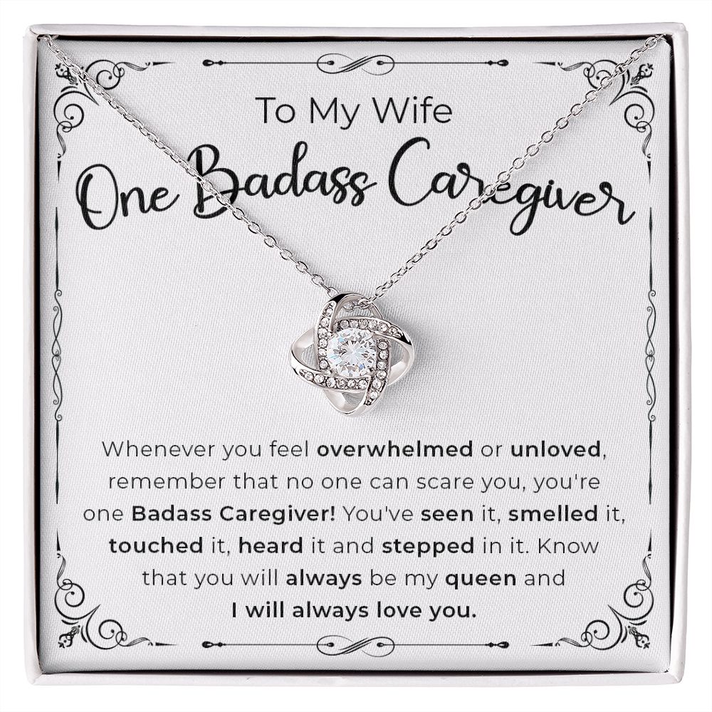 Wife Necklace Gift - One Badass Caregiver