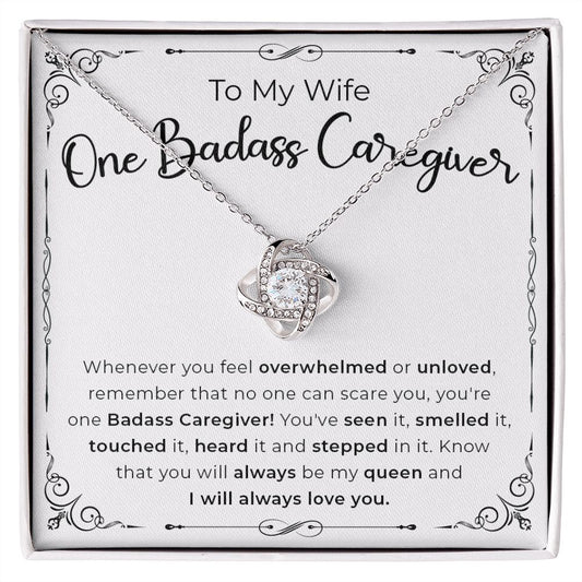 Wife Necklace Gift - One Badass Caregiver
