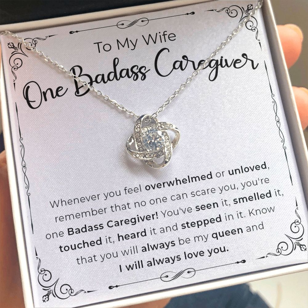 Wife Necklace Gift - One Badass Caregiver