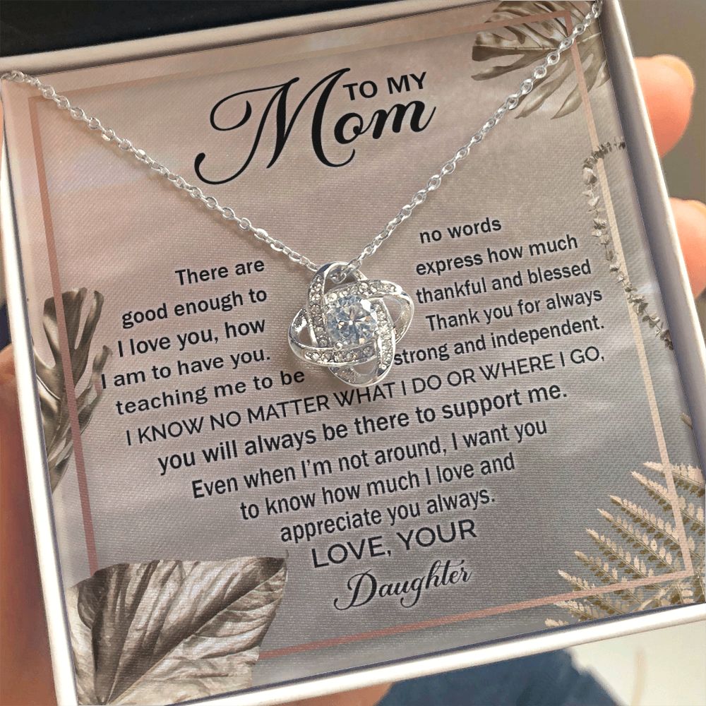 To My Mom Gift - I Love You - Love Knot Necklace