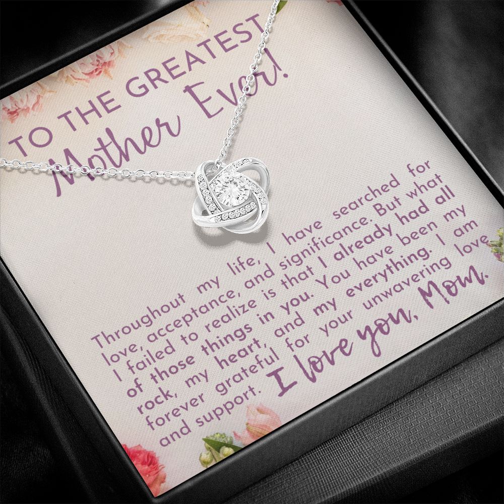 Gift For Mom - Love Knot Necklace - Greatest Mother Ever