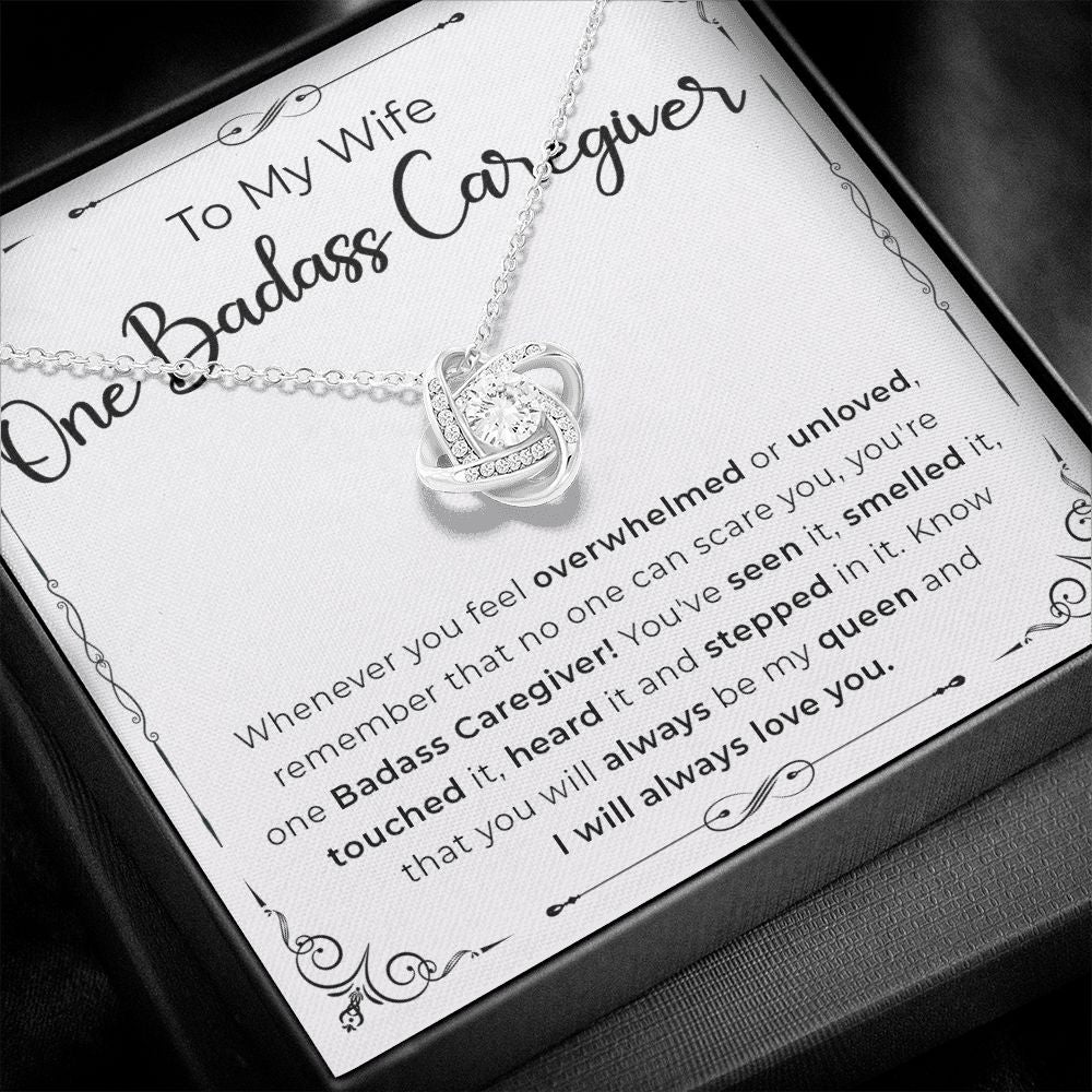 Wife Necklace Gift - One Badass Caregiver