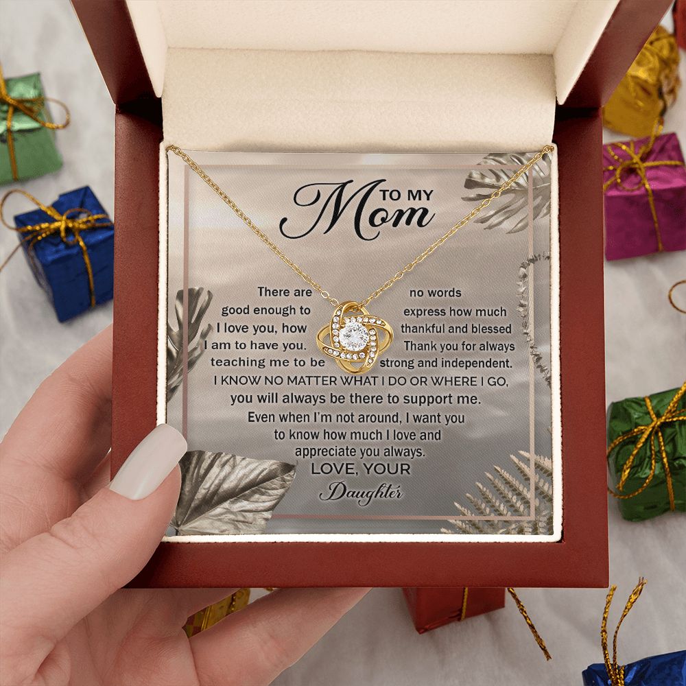 To My Mom Gift - I Love You - Love Knot Necklace