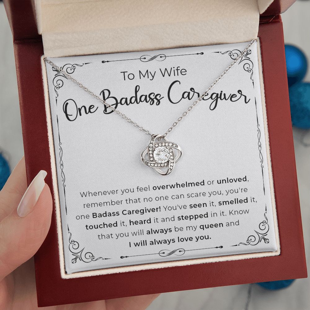 Wife Necklace Gift - One Badass Caregiver