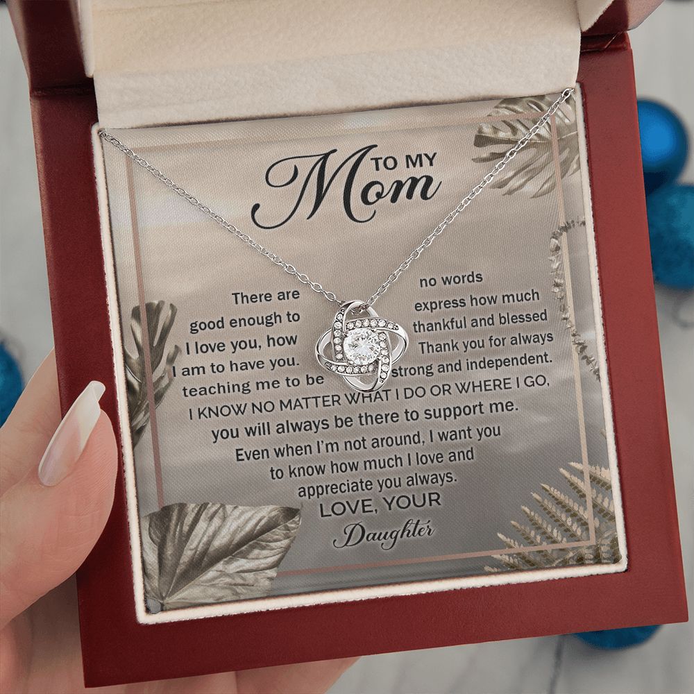 To My Mom Gift - I Love You - Love Knot Necklace