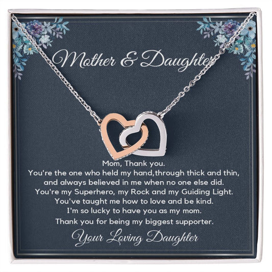 Gift For Mom From Daughter - Interlocking Hearts Necklace - My Guiding Light