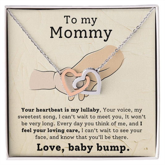 Expecting Mom Gift - Hearts Necklace - Your Heartbeat is My Lullaby