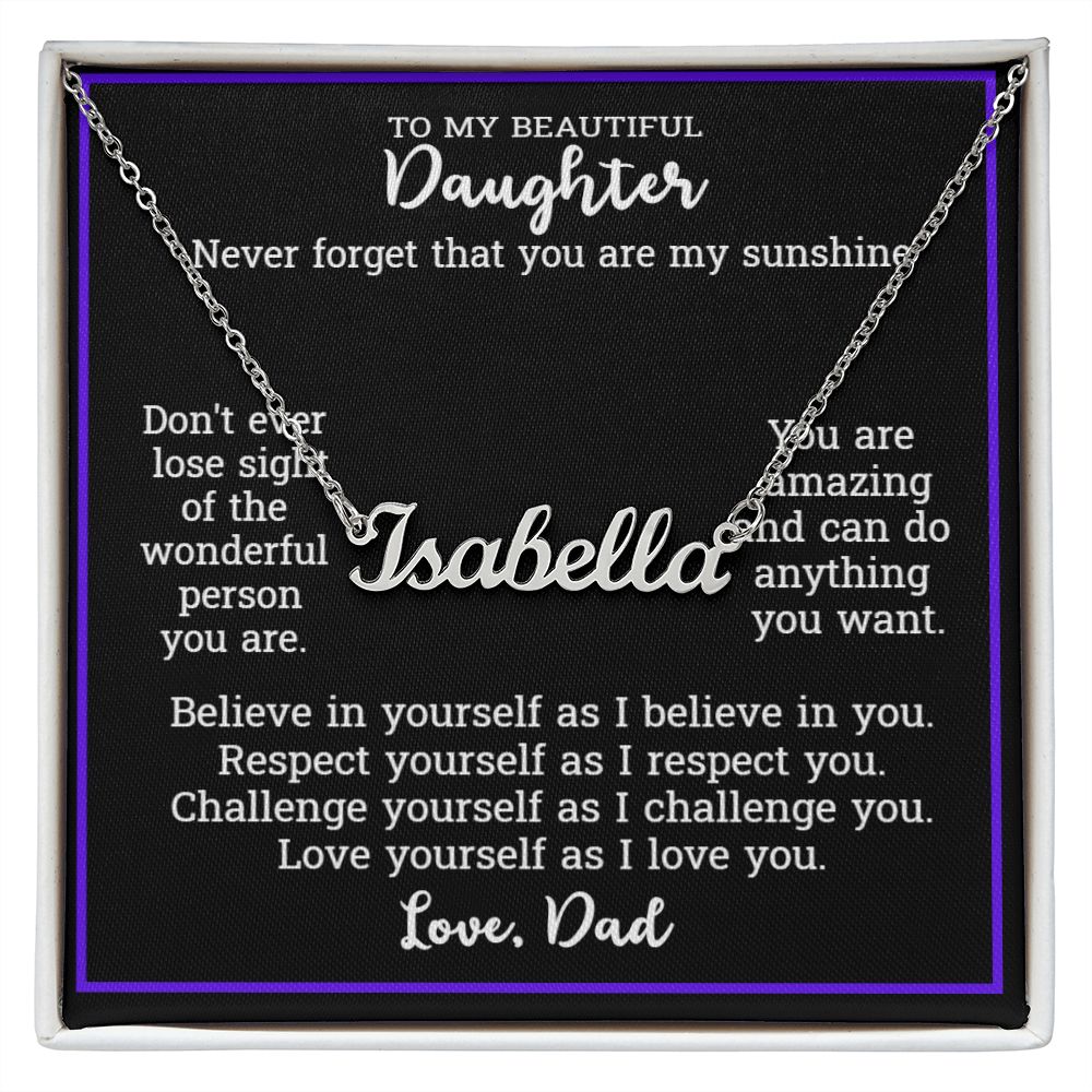 To My Daughter Love Dad-Personalized Name Necklace