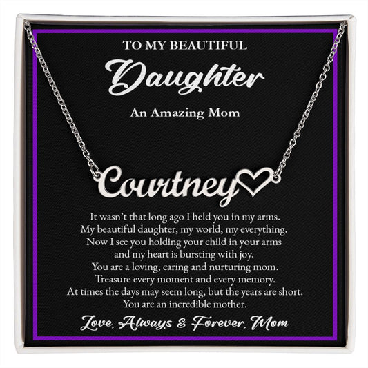 Daughter - Name Heart Necklace- Remarkable Mother